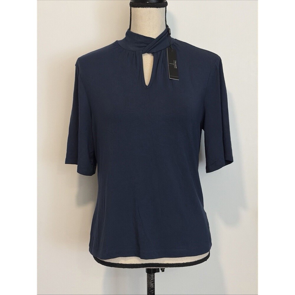T Tahari Shirt Womens Stretch Tee Short Sleeve Top Size Small